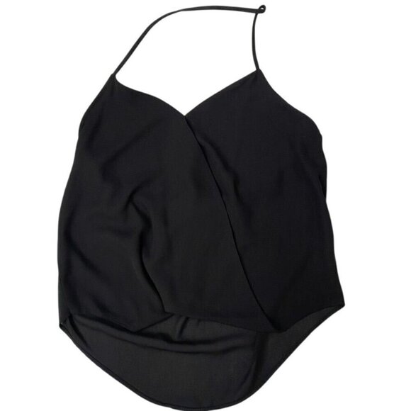 Madison & Berkeley Drape Crossover V-Neck Halter Cami Top Size Large Black - Picture 6 of 9